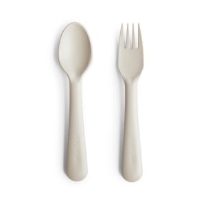 Mushie Kinderbestek Vork & Lepel Set Ivory