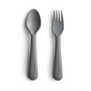 Mushie Kinderbestek Vork & Lepel Set Smoke