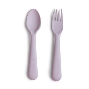 Mushie Kinderbestek Vork & Lepel Set Soft Lilac